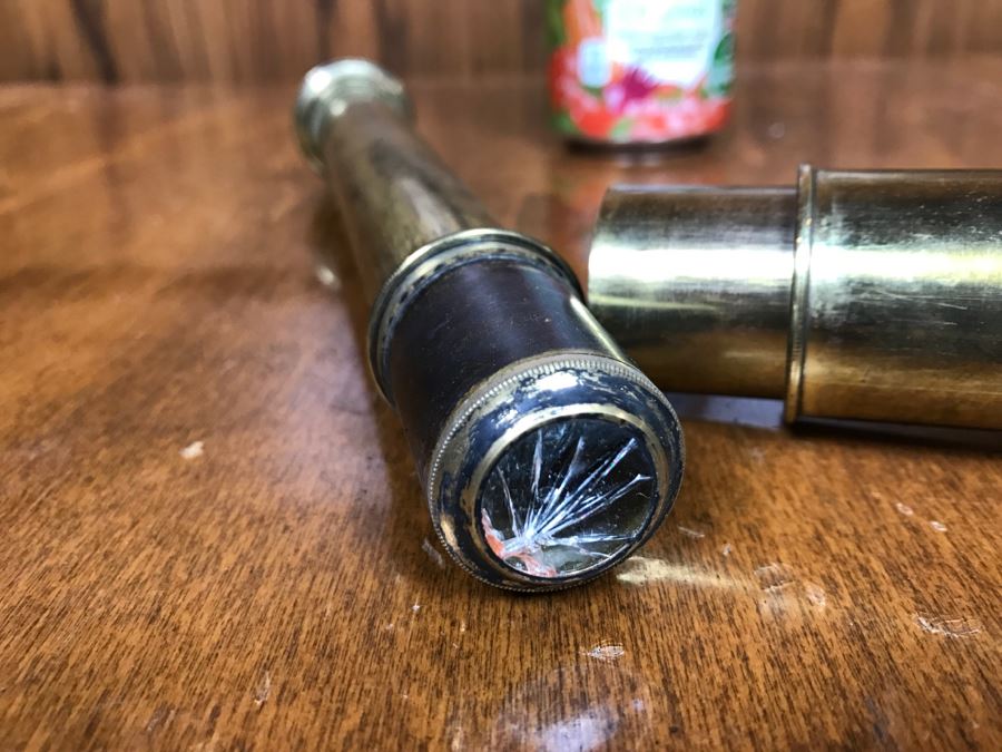 Antique Brass Extending Spyglass Telescope 'The Hawkseye' T. Henri & Co London - Note That Internal Lens Is Cracked As Shown In Photos - Needs Polishing [Photo 13]
