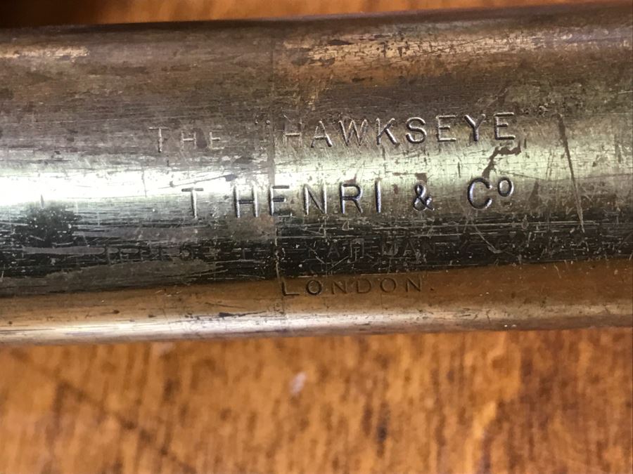 Antique Brass Extending Spyglass Telescope 'The Hawkseye' T. Henri & Co London - Note That Internal Lens Is Cracked As Shown In Photos - Needs Polishing [Photo 19]