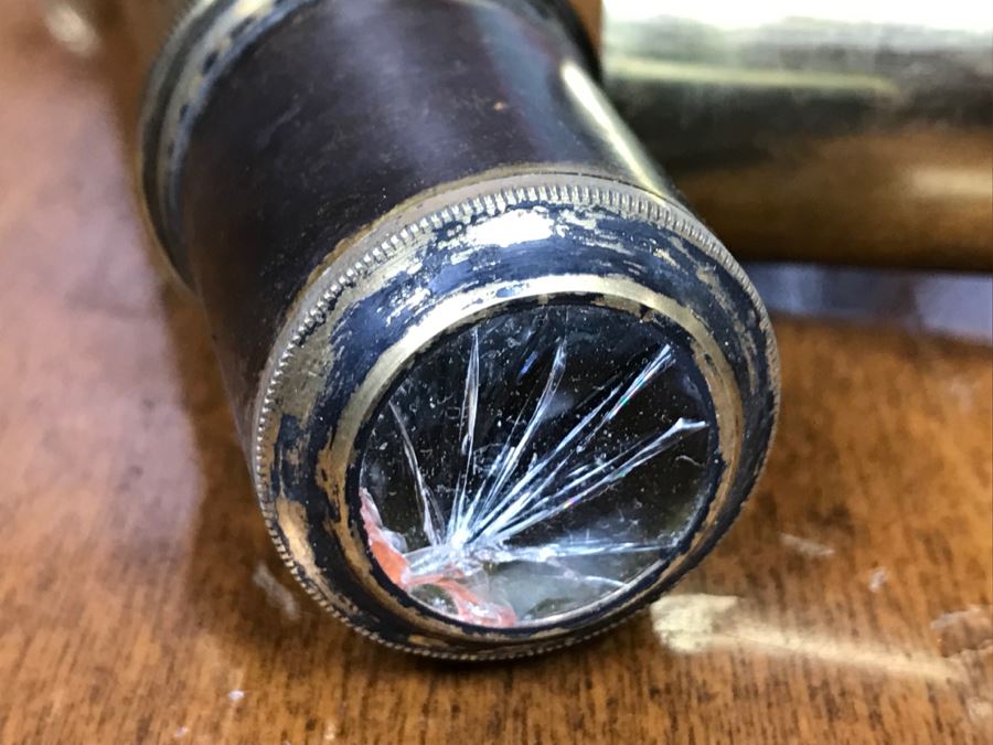Antique Brass Extending Spyglass Telescope 'The Hawkseye' T. Henri & Co London - Note That Internal Lens Is Cracked As Shown In Photos - Needs Polishing [Photo 14]