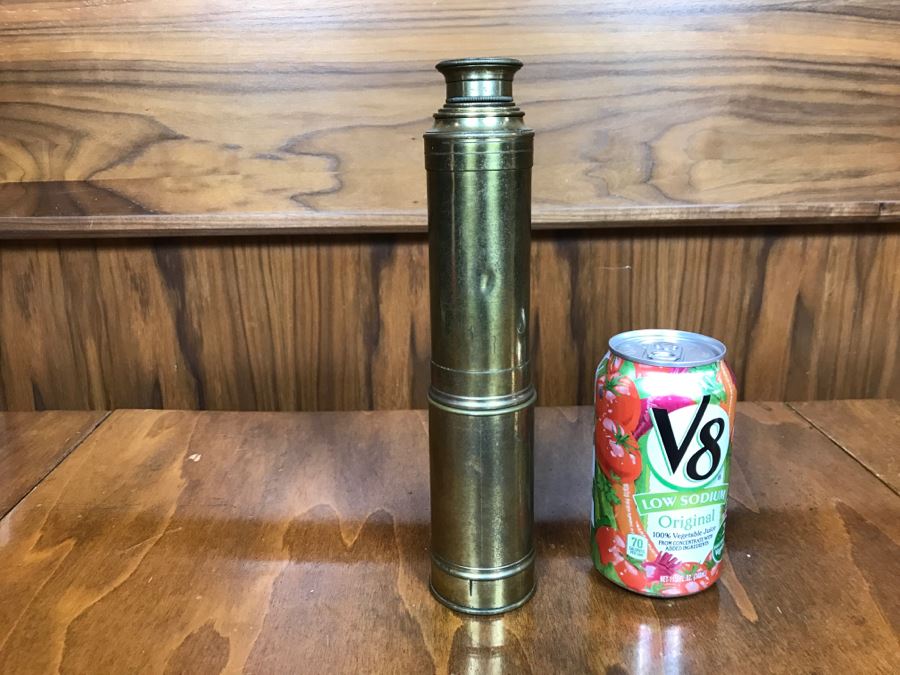 Antique Brass Extending Spyglass Telescope 'The Hawkseye' T. Henri & Co London - Note That Internal Lens Is Cracked As Shown In Photos - Needs Polishing [Photo 12]