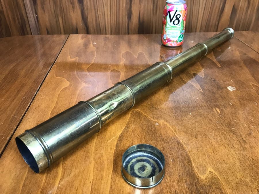 Antique Brass Extending Spyglass Telescope 'The Hawkseye' T. Henri & Co London - Note That Internal Lens Is Cracked As Shown In Photos - Needs Polishing [Photo 4]