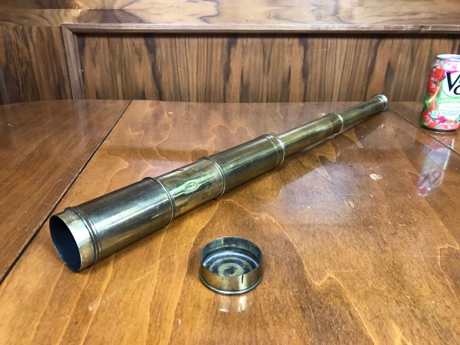 Antique Brass Extending Spyglass Telescope 'The Hawkseye' T. Henri & Co London - Note That Internal Lens Is Cracked As Shown In Photos - Needs Polishing [Photo 3]