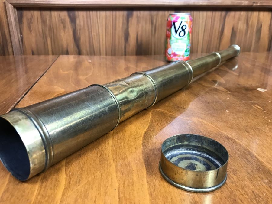 Antique Brass Extending Spyglass Telescope 'The Hawkseye' T. Henri & Co London - Note That Internal Lens Is Cracked As Shown In Photos - Needs Polishing [Photo 6]