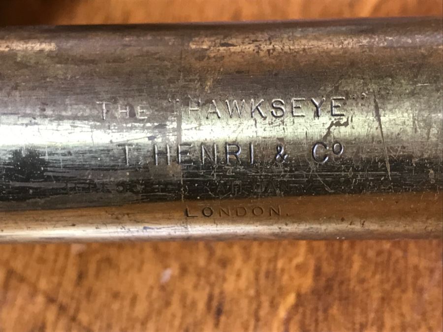 Antique Brass Extending Spyglass Telescope 'The Hawkseye' T. Henri & Co London - Note That Internal Lens Is Cracked As Shown In Photos - Needs Polishing [Photo 24]