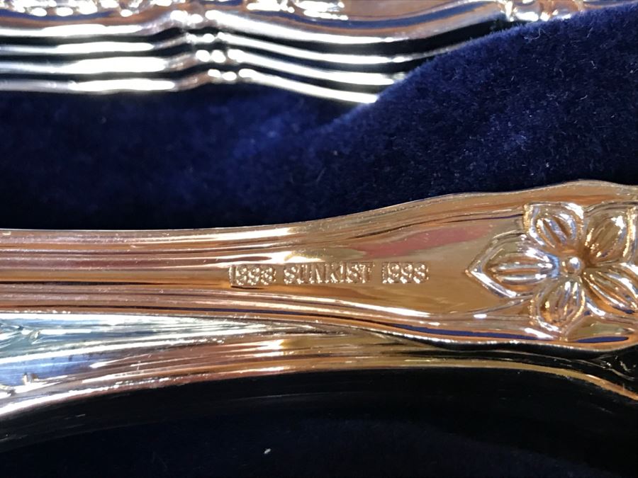 (3) New Boxes Of Sunkist Orange Blossom Silverware Sets In Nice Wooden Storage Presentation Boxes 1893-1993 100 Year Anniversary - Each Box Has 2 Levels Of Silverware [Photo 17]