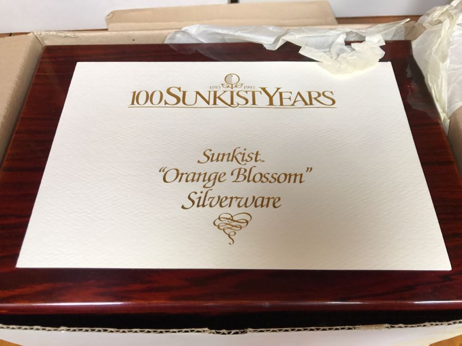 (3) New Boxes Of Sunkist Orange Blossom Silverware Sets In Nice Wooden Storage Presentation Boxes 1893-1993 100 Year Anniversary - Each Box Has 2 Levels Of Silverware [Photo 8]