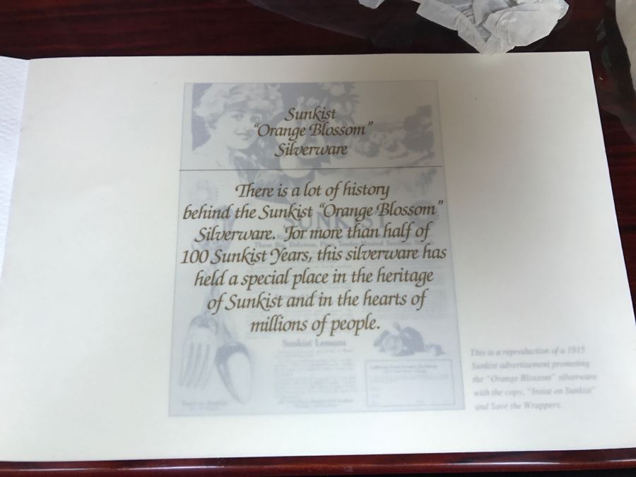 (3) New Boxes Of Sunkist Orange Blossom Silverware Sets In Nice Wooden Storage Presentation Boxes 1893-1993 100 Year Anniversary - Each Box Has 2 Levels Of Silverware [Photo 9]