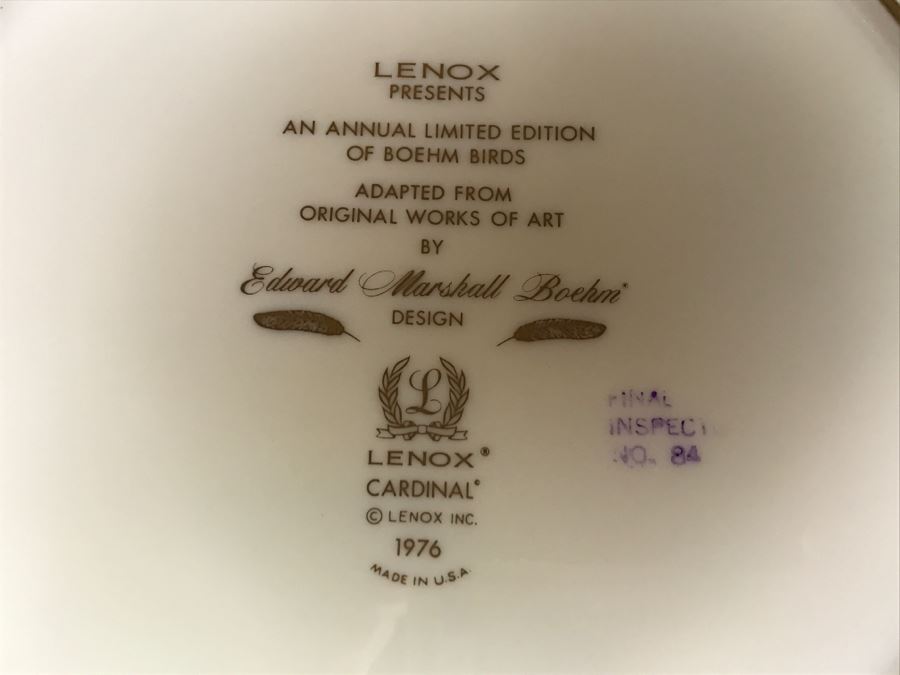 Collection Of (10) LENOX Limited Edition Bird Plates Based On Designs ...