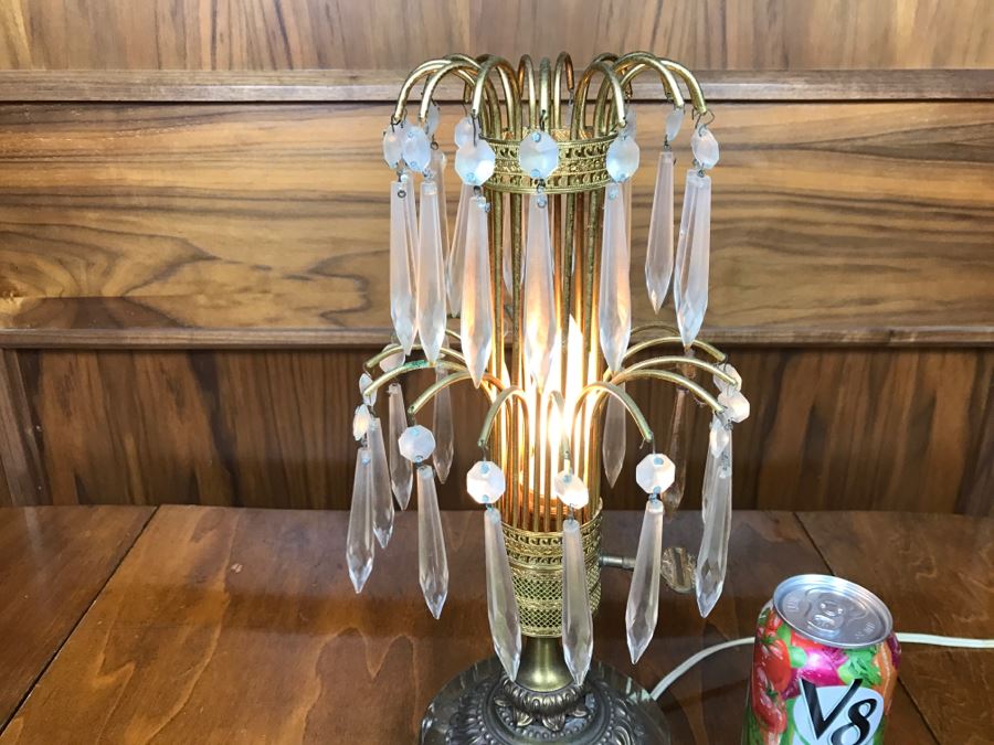 Stunning Designer Brass And Crystal Table Lamp [Photo 3]