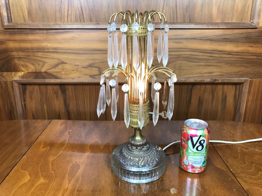 Stunning Designer Brass And Crystal Table Lamp [Photo 2]