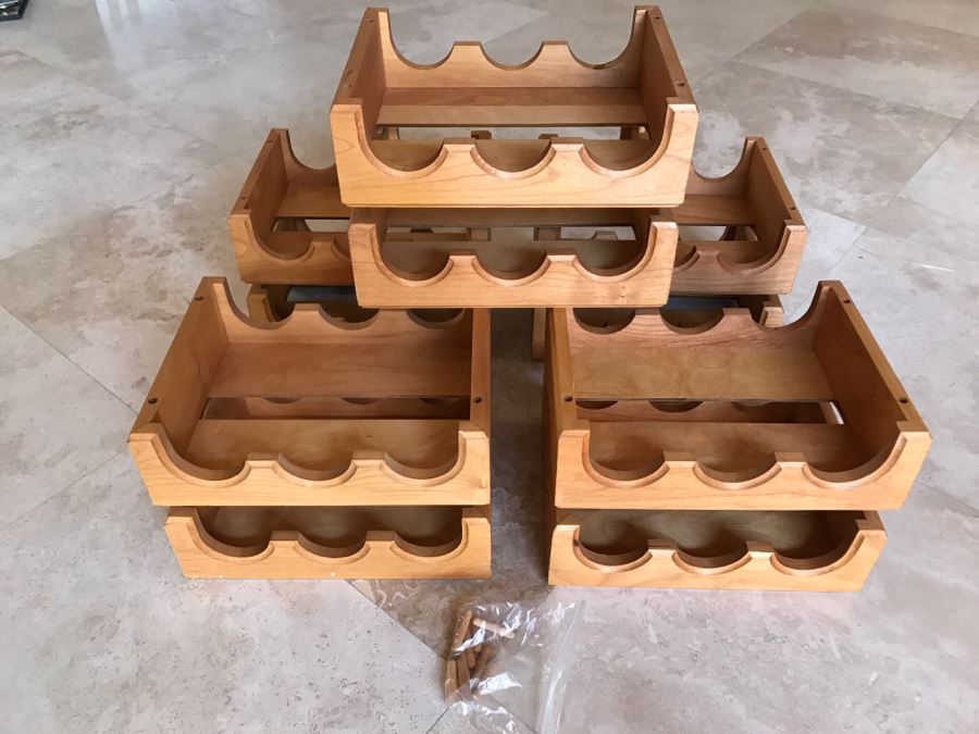 10 Stackable Wooden Wine Storage Boxes Stores 30 Wine Bottles   25083 8fcs 