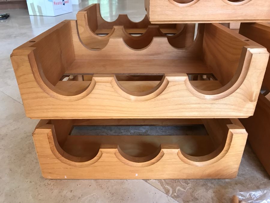 (10) Stackable Wooden Wine Storage Boxes Stores 30 Wine Bottles