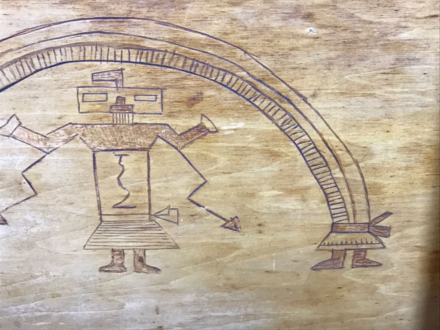 Vintage Wooden Tray With Carved Design [Photo 6]