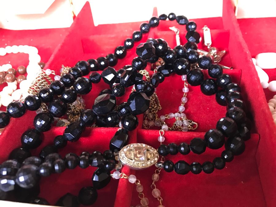 Vintage Jewelry Box With Various Costume Jewelry Some Signed [Photo 2]