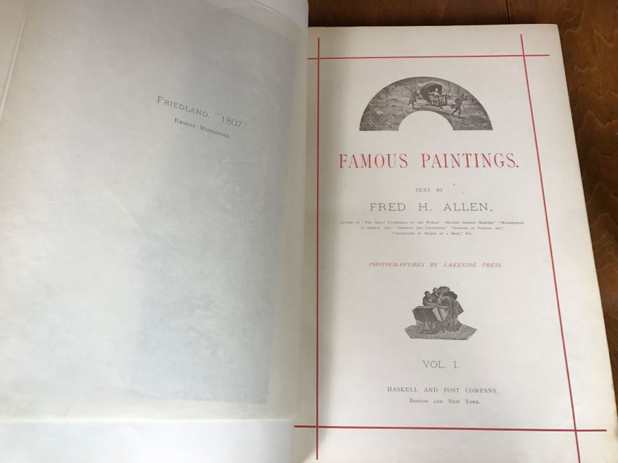 Antique 1887 Two Volume Set Of Books Famous Paintings Text By Fred H 