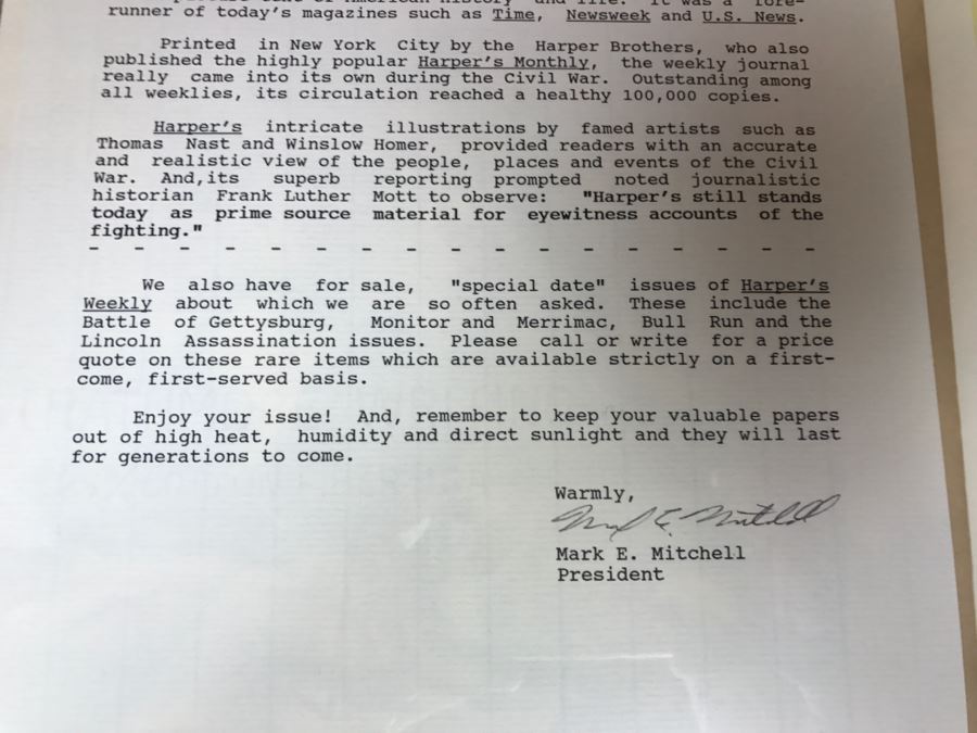 Antique March 5, 1864 Civil War Harper's Weekly Illustrated Newspaper Originally Auctioned By Sotheby's In New York Vol. VIII No 375 With Protective Book Folder [Photo 5]