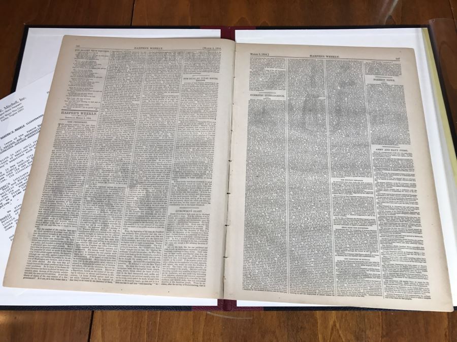Antique March 5, 1864 Civil War Harper's Weekly Illustrated Newspaper Originally Auctioned By Sotheby's In New York Vol. VIII No 375 With Protective Book Folder [Photo 9]