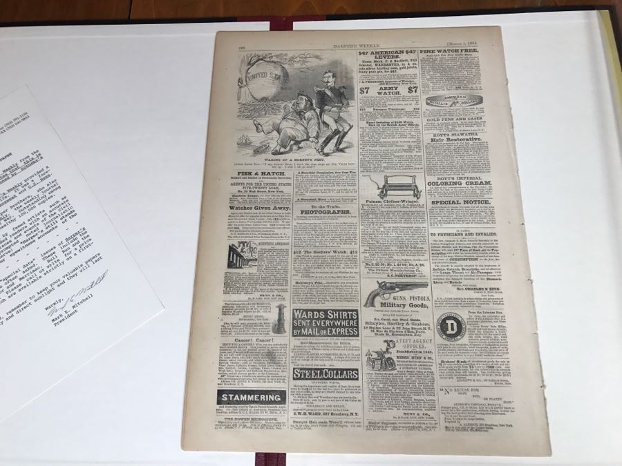Antique March 5, 1864 Civil War Harper's Weekly Illustrated Newspaper Originally Auctioned By Sotheby's In New York Vol. VIII No 375 With Protective Book Folder [Photo 10]
