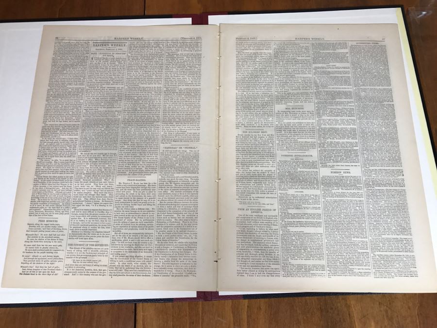 Antique February 4, 1865 Civil War Harper's Weekly Illustrated Newspaper Originally Auctioned By Sotheby's In New York Vol. VIII No 375 With Protective Book Folder [Photo 11]