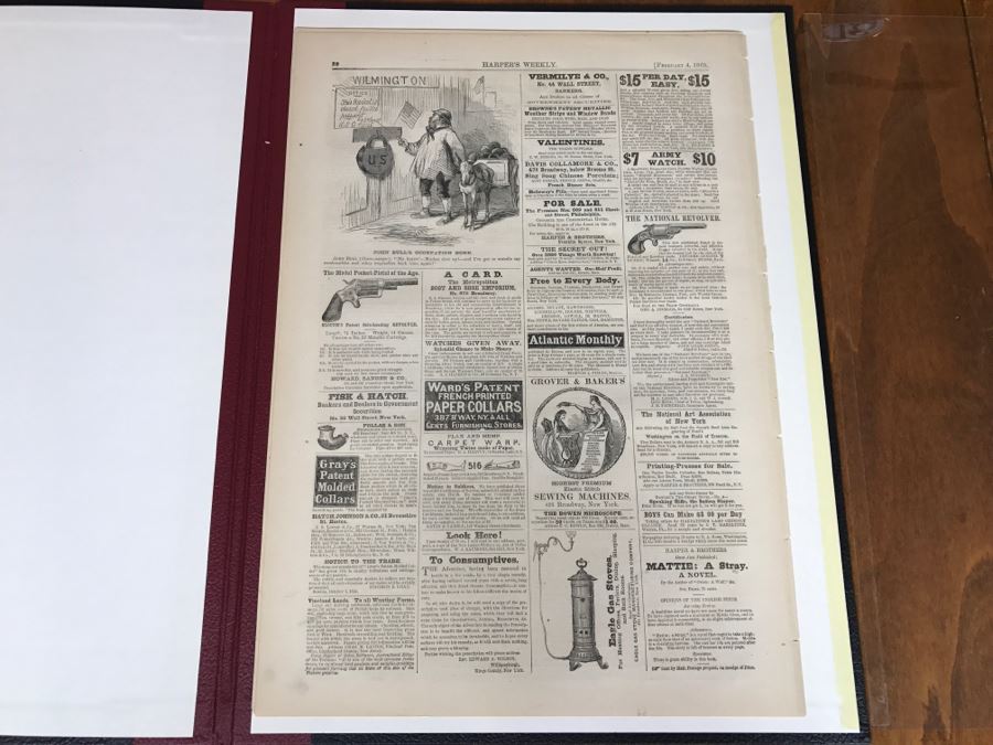Antique February 4, 1865 Civil War Harper's Weekly Illustrated Newspaper Originally Auctioned By Sotheby's In New York Vol. VIII No 375 With Protective Book Folder [Photo 12]