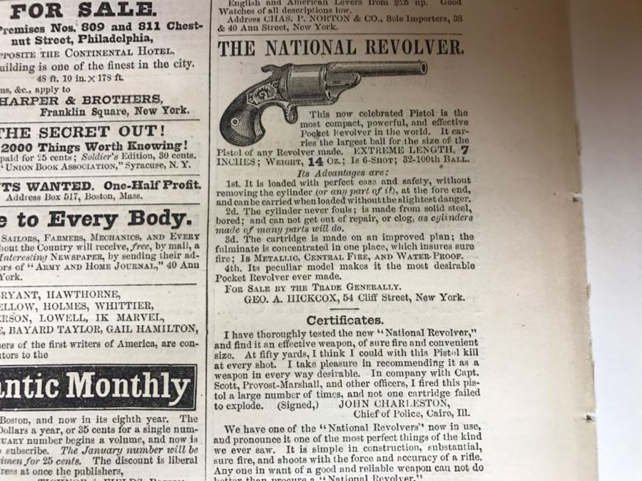 Antique February 4, 1865 Civil War Harper's Weekly Illustrated Newspaper Originally Auctioned By Sotheby's In New York Vol. VIII No 375 With Protective Book Folder [Photo 14]