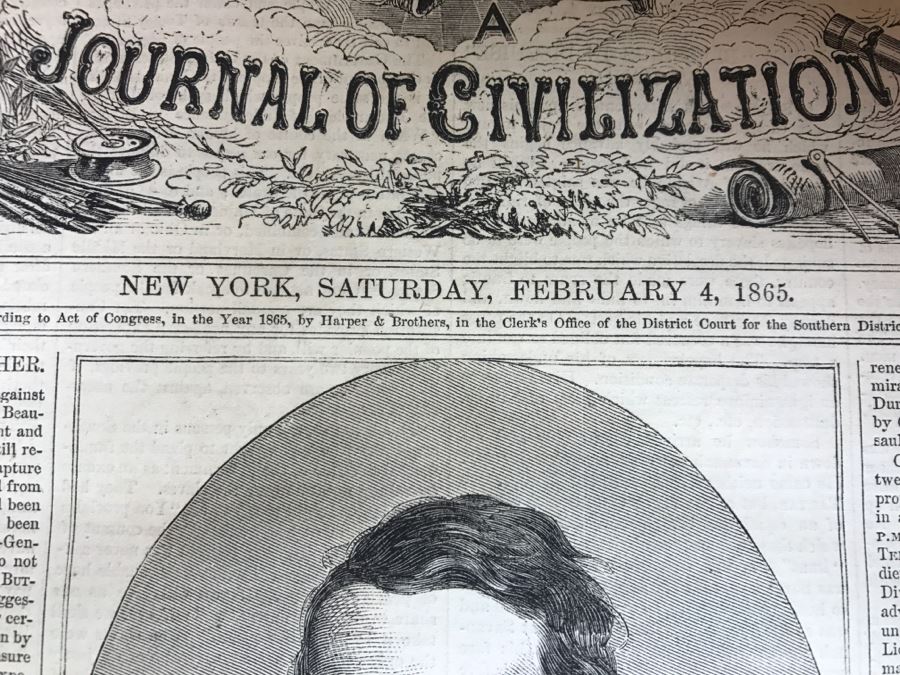 Antique February 4, 1865 Civil War Harper's Weekly Illustrated Newspaper Originally Auctioned By Sotheby's In New York Vol. VIII No 375 With Protective Book Folder [Photo 8]