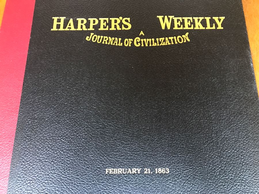 Antique February 21, 1863 Civil War Harper's Weekly Illustrated Newspaper With General Tom Thumb Originally Auctioned By Sotheby's In New York Vol. VIII No 375 With Protective Book Folder [Photo 3]