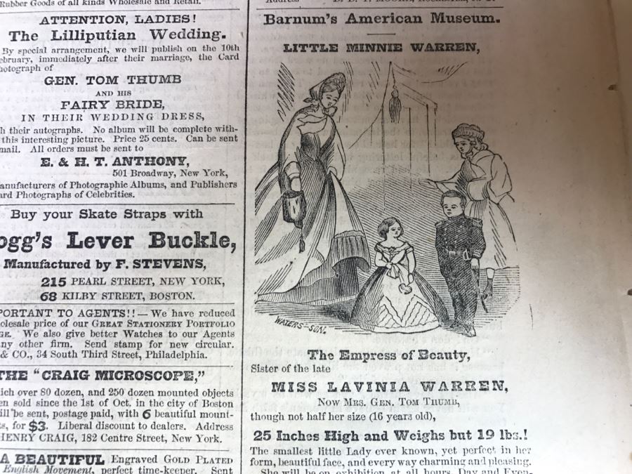 Antique February 21, 1863 Civil War Harper's Weekly Illustrated Newspaper With General Tom Thumb Originally Auctioned By Sotheby's In New York Vol. VIII No 375 With Protective Book Folder [Photo 20]