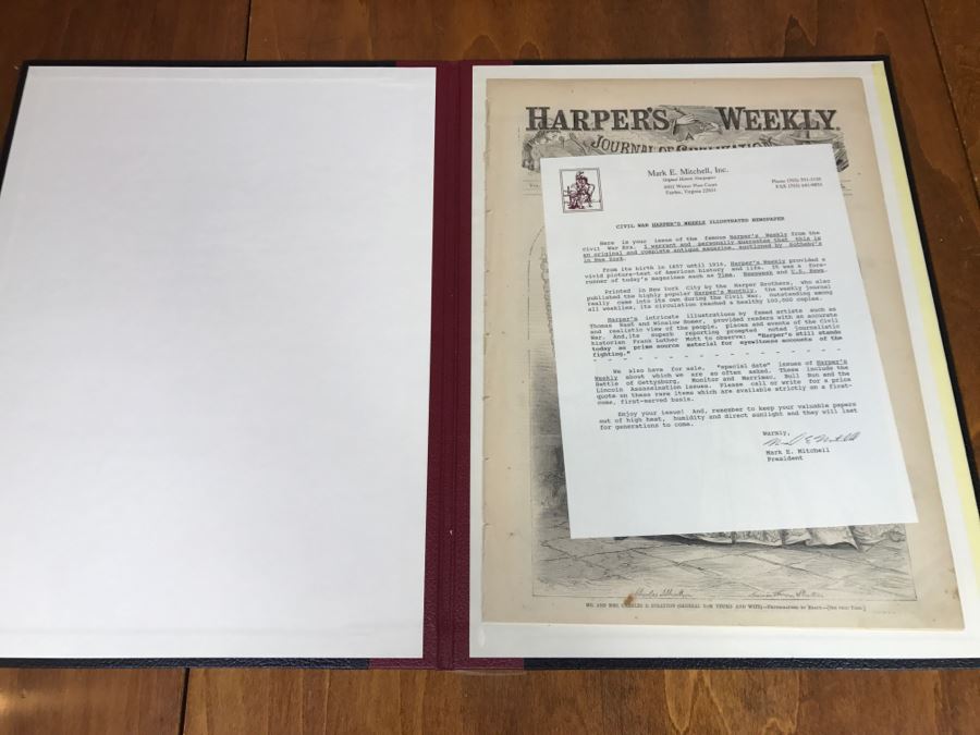 Antique February 21, 1863 Civil War Harper's Weekly Illustrated Newspaper With General Tom Thumb Originally Auctioned By Sotheby's In New York Vol. VIII No 375 With Protective Book Folder [Photo 4]