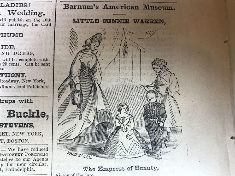 Antique February 21, 1863 Civil War Harper's Weekly Illustrated Newspaper With General Tom Thumb Originally Auctioned By Sotheby's In New York Vol. VIII No 375 With Protective Book Folder [Photo 22]