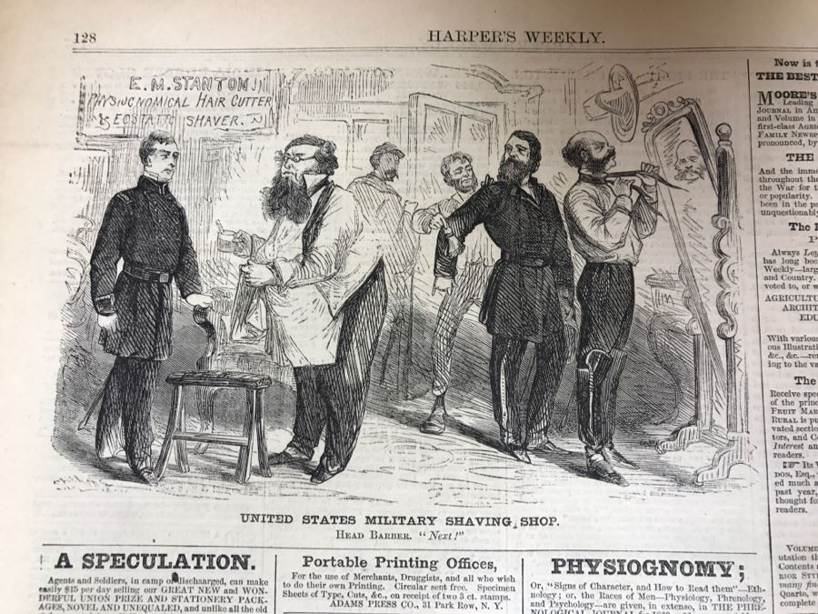 Antique February 21, 1863 Civil War Harper's Weekly Illustrated Newspaper With General Tom Thumb Originally Auctioned By Sotheby's In New York Vol. VIII No 375 With Protective Book Folder [Photo 17]