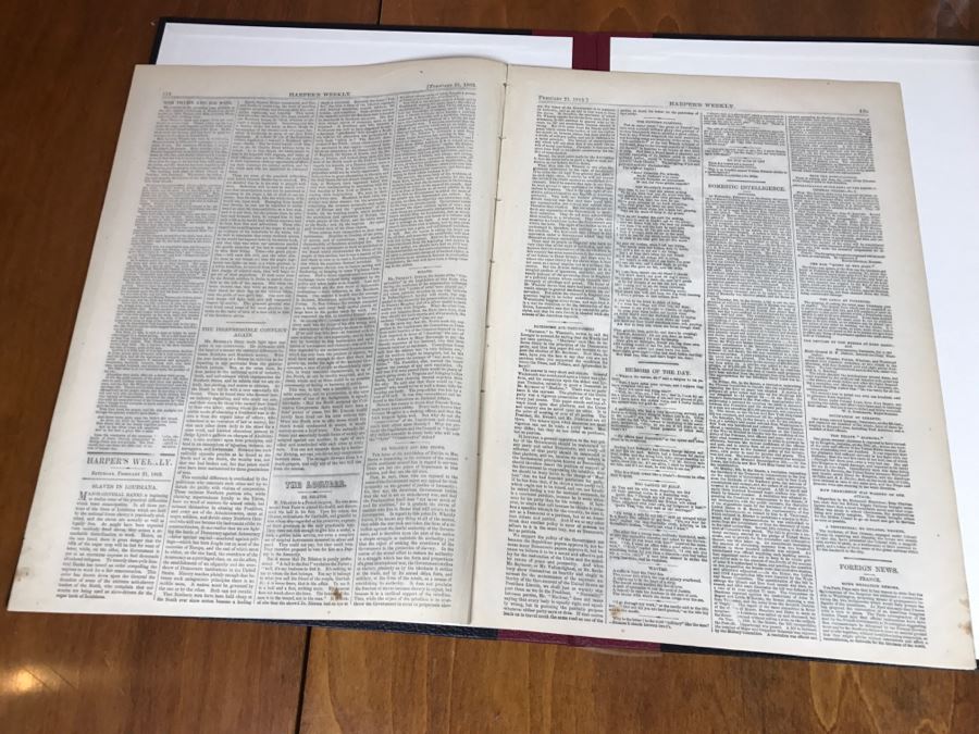 Antique February 21, 1863 Civil War Harper's Weekly Illustrated Newspaper With General Tom Thumb Originally Auctioned By Sotheby's In New York Vol. VIII No 375 With Protective Book Folder [Photo 15]