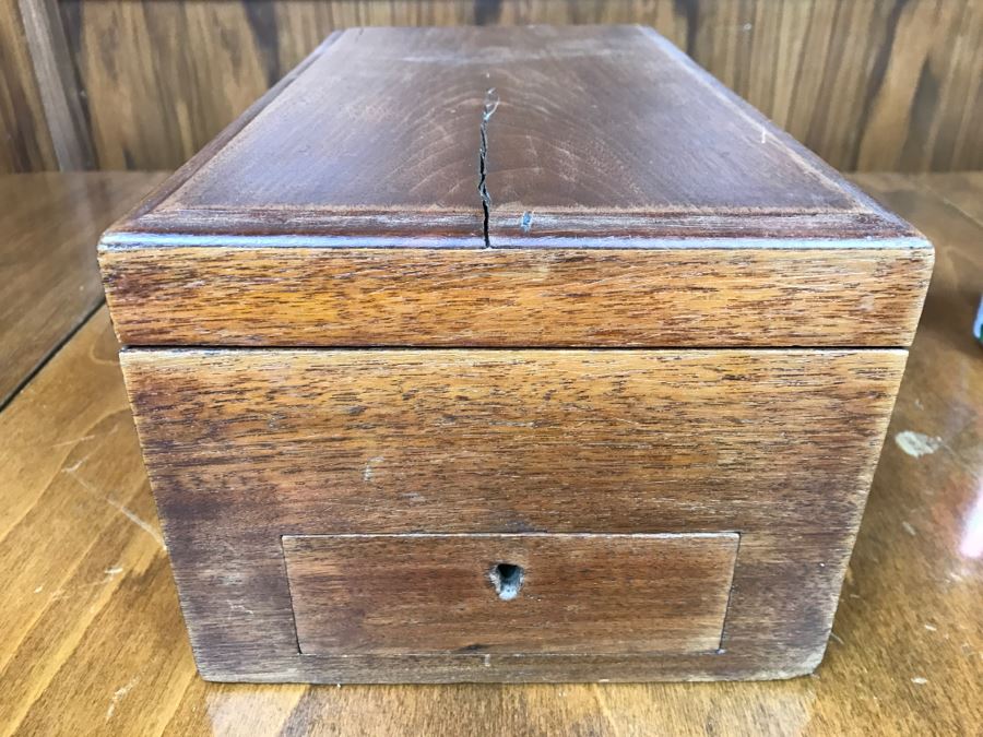 Vintage Wooden Box With Various Keepsake Items Including United Airlines Future Pilot Wings And Button, Vintage 1936 Sterling Silver Pin And Various Items [Photo 16]