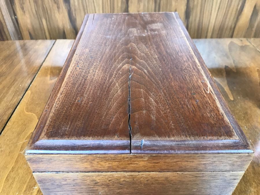 Vintage Wooden Box With Various Keepsake Items Including United Airlines Future Pilot Wings And Button, Vintage 1936 Sterling Silver Pin And Various Items [Photo 17]