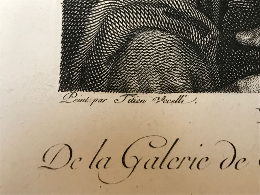 Pair Of Antique 1786 Prints Engravings: (1) Engraver J. L. Delignon, Artist L. L. Le Padouan, Titled Renaud Et Armide; (2) Engraver Berseneff, Artist Titien Vecelli, Title Le Tentateur [Photo 25]