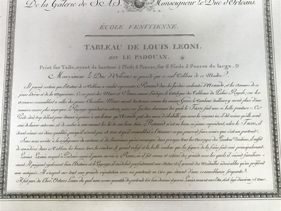 Pair Of Antique 1786 Prints Engravings: (1) Engraver J. L. Delignon, Artist L. L. Le Padouan, Titled Renaud Et Armide; (2) Engraver Berseneff, Artist Titien Vecelli, Title Le Tentateur [Photo 14]