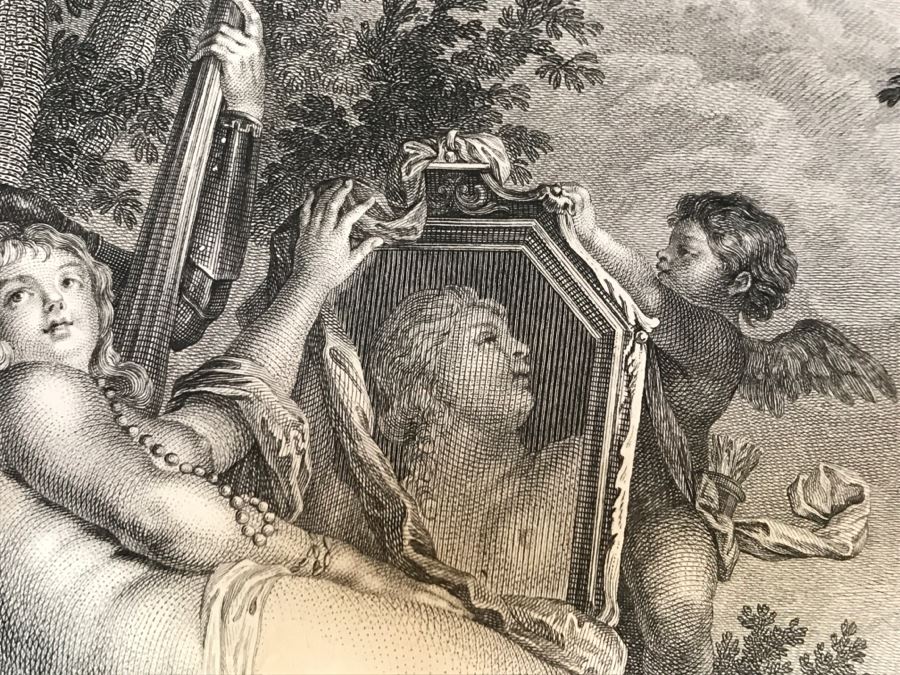 Pair Of Antique 1786 Prints Engravings: (1) Engraver J. L. Delignon, Artist L. L. Le Padouan, Titled Renaud Et Armide; (2) Engraver Berseneff, Artist Titien Vecelli, Title Le Tentateur [Photo 8]