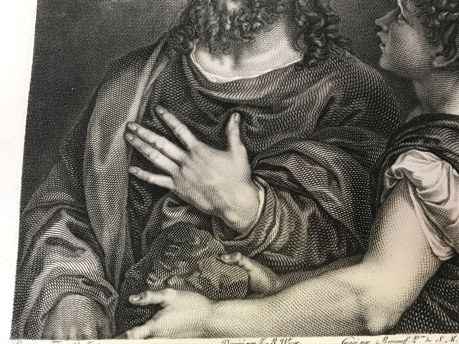 Pair Of Antique 1786 Prints Engravings: (1) Engraver J. L. Delignon, Artist L. L. Le Padouan, Titled Renaud Et Armide; (2) Engraver Berseneff, Artist Titien Vecelli, Title Le Tentateur [Photo 21]