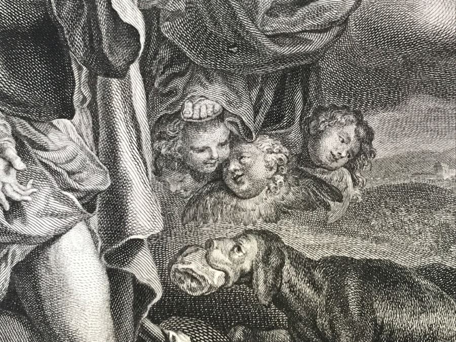 Pair Of Antique 1786 Prints Engravings: (1) Engraver B A Nicolet, Artist Guido Reni, Title Sainte Apolline; (2) Engraver A. Romanet, Artist Annibal Carrache, Title Saint Roch [Photo 26]