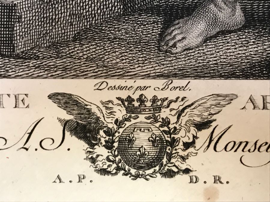 Pair Of Antique 1786 Prints Engravings: (1) Engraver B A Nicolet, Artist Guido Reni, Title Sainte Apolline; (2) Engraver A. Romanet, Artist Annibal Carrache, Title Saint Roch [Photo 13]