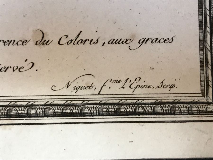 Pair Of Antique 1786 Prints Engravings: (1) Engraver B A Nicolet, Artist Guido Reni, Title Sainte Apolline; (2) Engraver A. Romanet, Artist Annibal Carrache, Title Saint Roch [Photo 18]