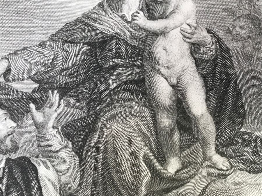 Pair Of Antique 1786 Prints Engravings: (1) Engraver B A Nicolet, Artist Guido Reni, Title Sainte Apolline; (2) Engraver A. Romanet, Artist Annibal Carrache, Title Saint Roch [Photo 24]