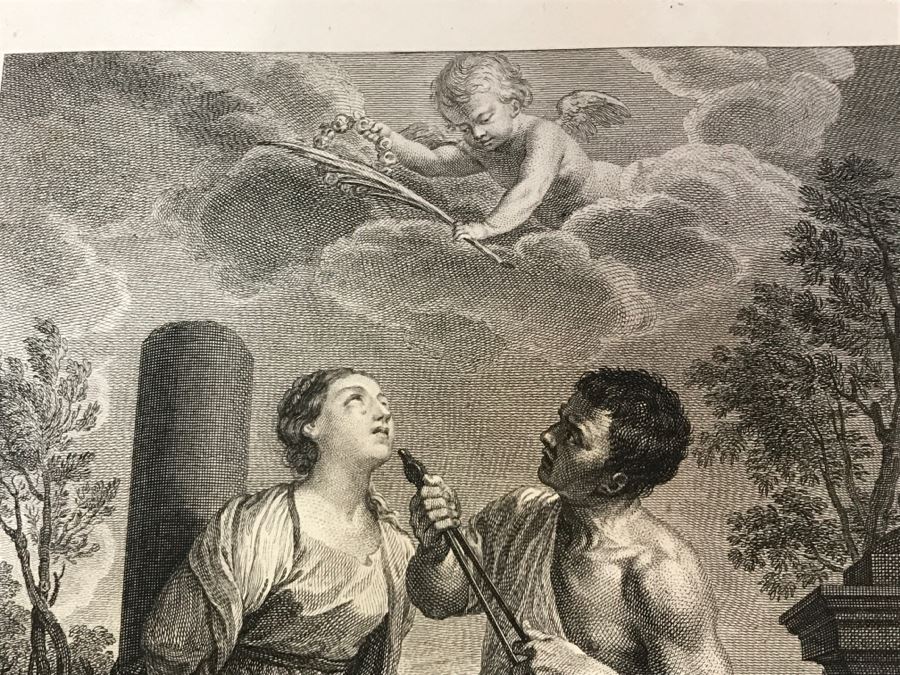Pair Of Antique 1786 Prints Engravings: (1) Engraver B A Nicolet, Artist Guido Reni, Title Sainte Apolline; (2) Engraver A. Romanet, Artist Annibal Carrache, Title Saint Roch [Photo 6]