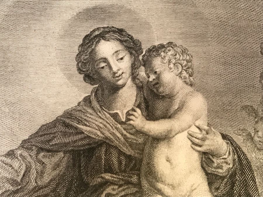 Pair Of Antique 1786 Prints Engravings: (1) Engraver B A Nicolet, Artist Guido Reni, Title Sainte Apolline; (2) Engraver A. Romanet, Artist Annibal Carrache, Title Saint Roch [Photo 23]