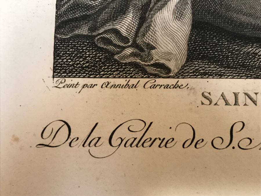 Pair Of Antique 1786 Prints Engravings: (1) Engraver B A Nicolet, Artist Guido Reni, Title Sainte Apolline; (2) Engraver A. Romanet, Artist Annibal Carrache, Title Saint Roch [Photo 34]