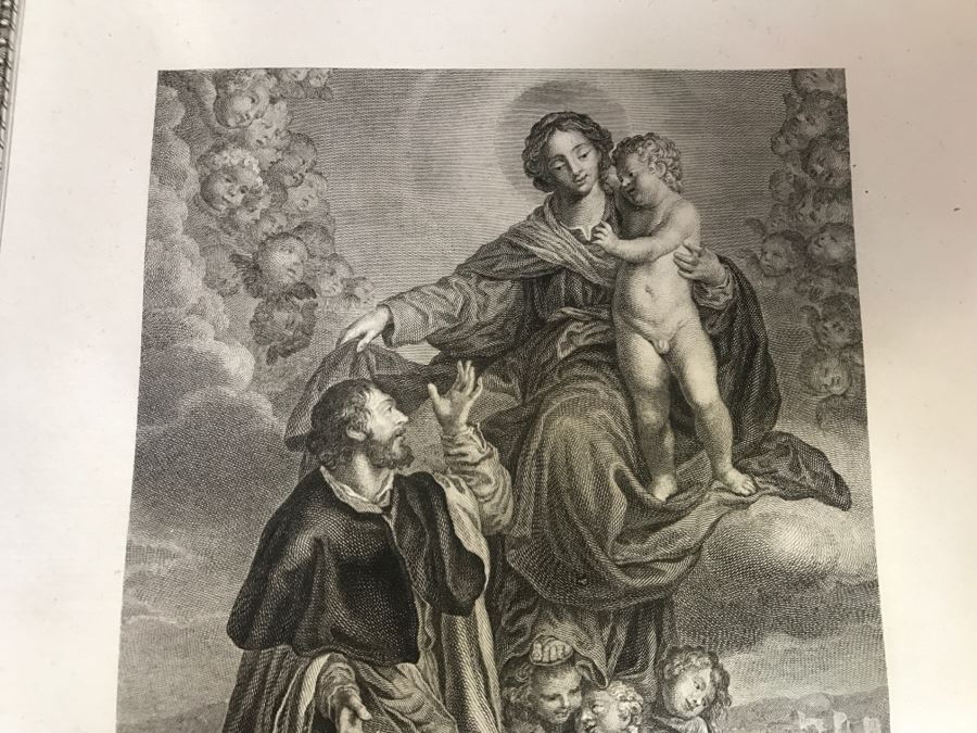 Pair Of Antique 1786 Prints Engravings: (1) Engraver B A Nicolet, Artist Guido Reni, Title Sainte Apolline; (2) Engraver A. Romanet, Artist Annibal Carrache, Title Saint Roch [Photo 21]
