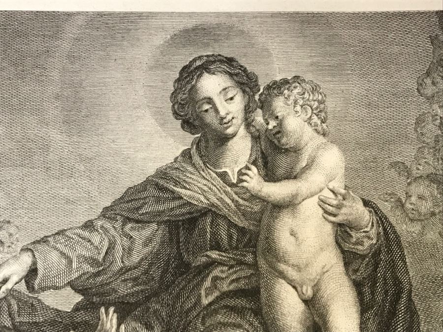 Pair Of Antique 1786 Prints Engravings: (1) Engraver B A Nicolet, Artist Guido Reni, Title Sainte Apolline; (2) Engraver A. Romanet, Artist Annibal Carrache, Title Saint Roch [Photo 22]