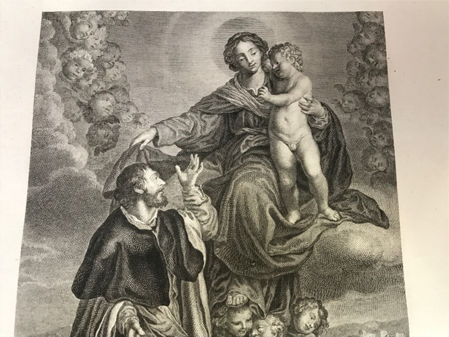 Pair Of Antique 1786 Prints Engravings: (1) Engraver B A Nicolet, Artist Guido Reni, Title Sainte Apolline; (2) Engraver A. Romanet, Artist Annibal Carrache, Title Saint Roch [Photo 29]