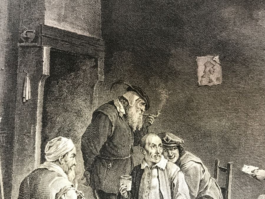 Pair Of Antique 1786 Prints Engravings: (1) Engraver Dambrun, Artist Corneille Poelenburg, Title Cephale Et Procris; (2) Engraver N. Varin, Artist David Teniers, Title La Gazete [Photo 26]