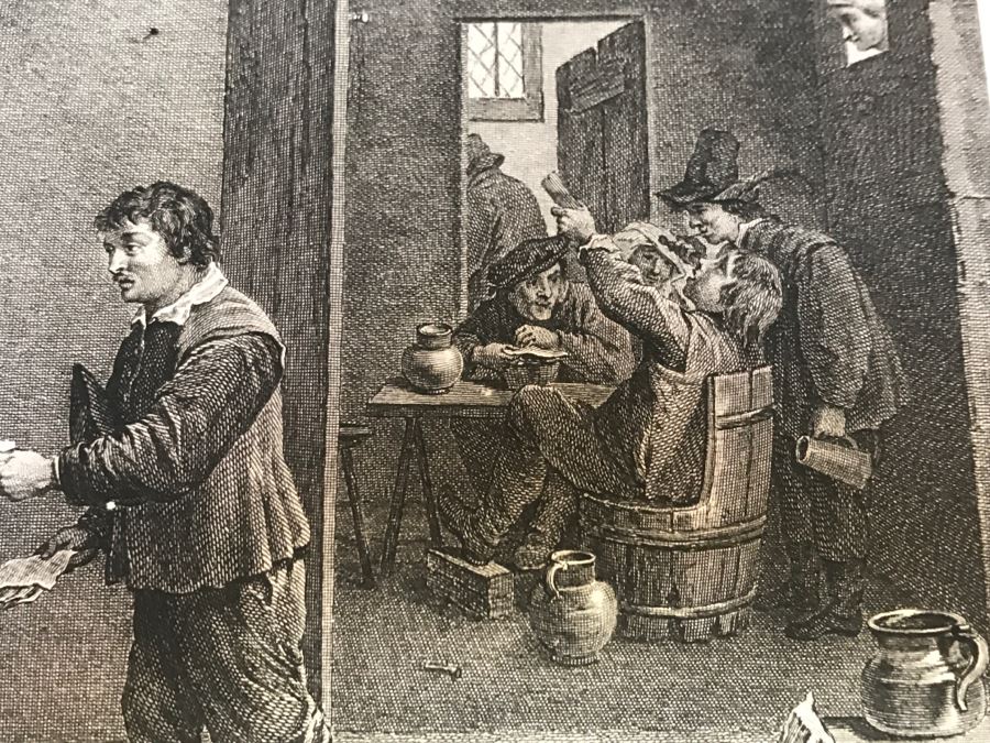 Pair Of Antique 1786 Prints Engravings: (1) Engraver Dambrun, Artist Corneille Poelenburg, Title Cephale Et Procris; (2) Engraver N. Varin, Artist David Teniers, Title La Gazete [Photo 30]